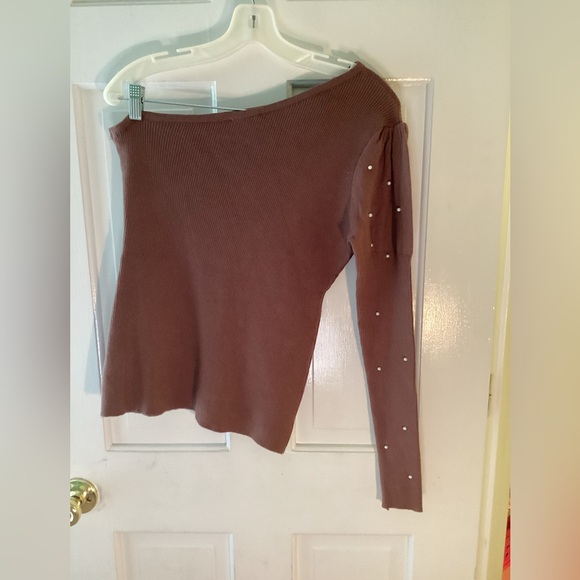 Bibi one sleeve brown sweater with pearls - Picture 5 of 6